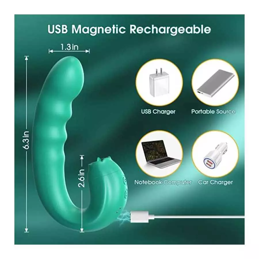 Clitoral Licking Rotating G-Spot Vibrator: 3 in 1 Clit Vibrator with Rotating Anal Dildo & Tongue Toy Licking Support 10 Modes, 