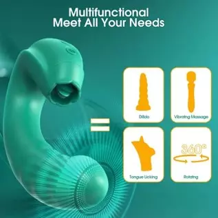 Clitoral Licking Rotating G-Spot Vibrator: 3 in 1 Clit Vibrator with Rotating Anal Dildo & Tongue Toy Licking Support 10 Modes, Clitoral Licking Rotating G-Spot Vibrator: 3 in 1 Clit Vibrator with Rotating Anal Dildo & Tongue Toy Licking Support 10 Modes,