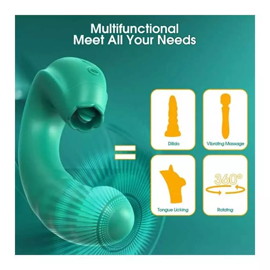 Clitoral Licking Rotating G-Spot Vibrator: 3 in 1 Clit Vibrator with Rotating Anal Dildo & Tongue Toy Licking Support 10 Modes, 