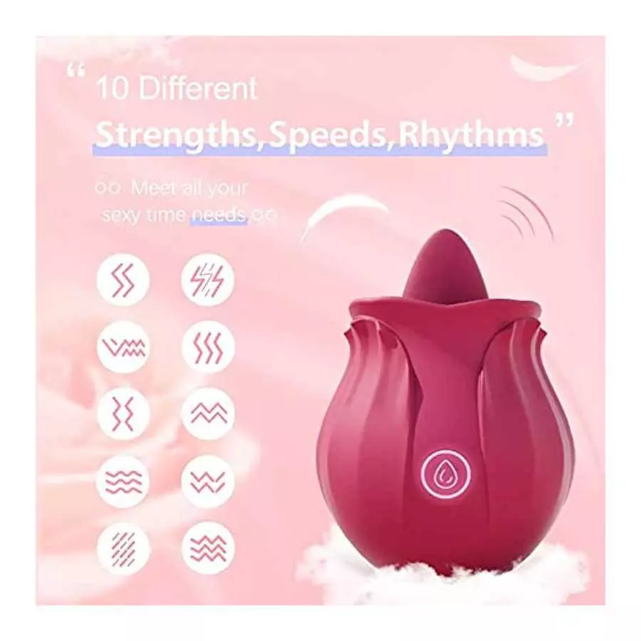 Rose Sex Stimulator for Women - Rose Toy Vibrator for Women Clitoral Stimulator Tongue Licking G Spot Dildo Vibrator with 9 Mode