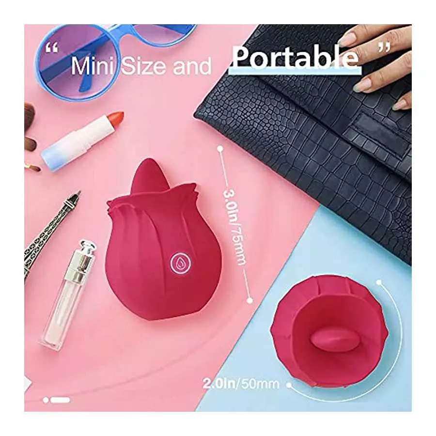 Rose Sex Stimulator for Women - Rose Toy Vibrator for Women Clitoral Stimulator Tongue Licking G Spot Dildo Vibrator with 9 Mode