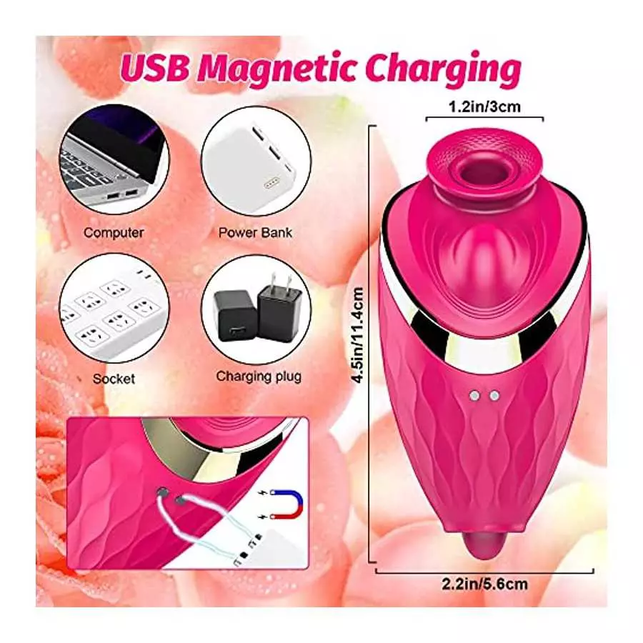 Rose Sex Stimulator for Women,Rose Vibrator,CLIFORT Clitoralis Stimulator for Women with 10 Tongue Licking& Vibrating Modes,Rech