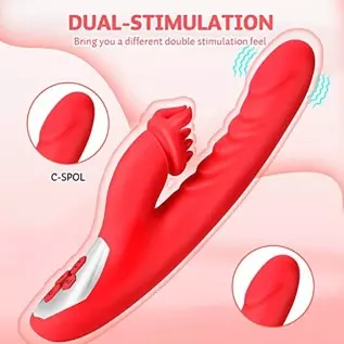 G Spot Vibrator for Woman, Clitoral Licking Thrusting Dildo Vibrator 10 Vibrating 3 Thrusting Adult Sex Toy Vibrator for Woman V