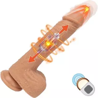 SHEQU Thrusting Dildo Vibrator Sex Toy for Women Realistic Vibrating Dildo Thruster, Suction Cup Hand-Free Dildo for Mens Anal P