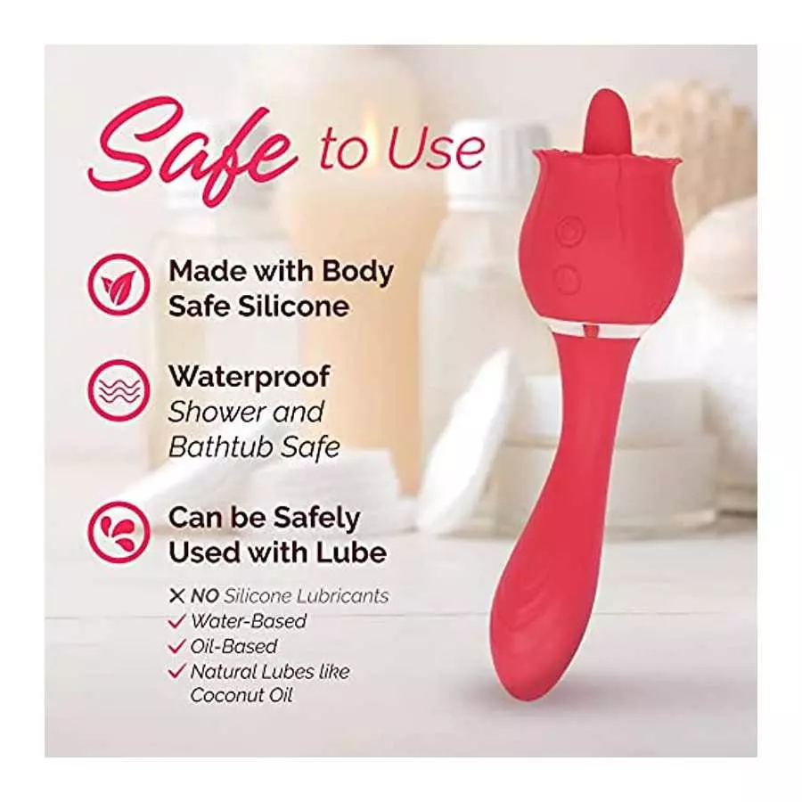 Secret Bouquet Rose Toy Vibrator for Women (9 Powerful Vibration & 9 Licking Modes) Vibrating Tongue Clitoral Licking Toy / Wate