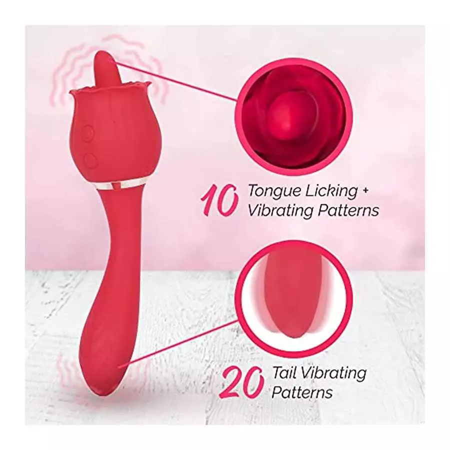 Secret Bouquet Rose Toy Vibrator for Women (9 Powerful Vibration & 9 Licking Modes) Vibrating Tongue Clitoral Licking Toy / Wate