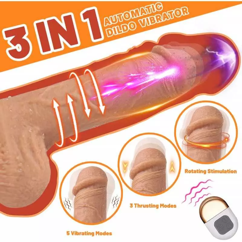 SHEQU Thrusting Dildo Vibrator Sex Toy for Women Realistic Vibrating Dildo Thruster, Suction Cup Hand-Free Dildo for Mens Anal P
