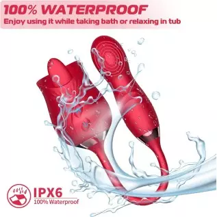 Rose Sex Stimulator For Women - 3 in 1 Dildo G Spot Thrusting Toys For Woman Sex Squirting with Tongue Licker,10 Modes Vibrator 