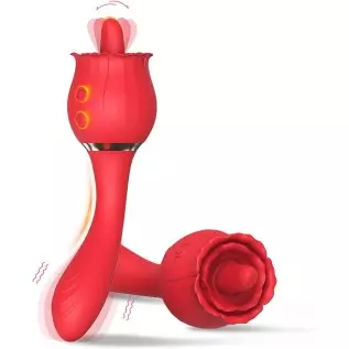 Rose Vibrator Sex Toys for Women Tongue Licking Clitoral Stimulator with 10 Modes & 20 Powerful Vibration G Spot Dildo Vibrators