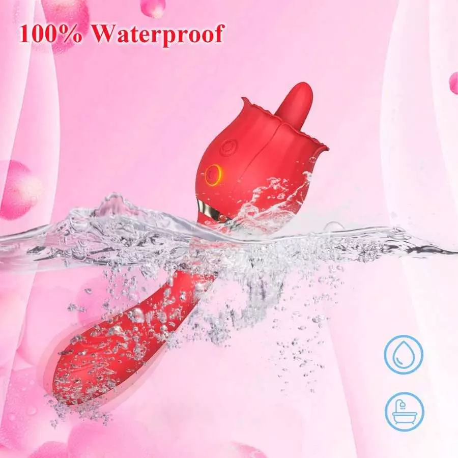 Rose Vibrator Sex Toys for Women Tongue Licking Clitoral Stimulator with 10 Modes & 20 Powerful Vibration G Spot Dildo Vibrators