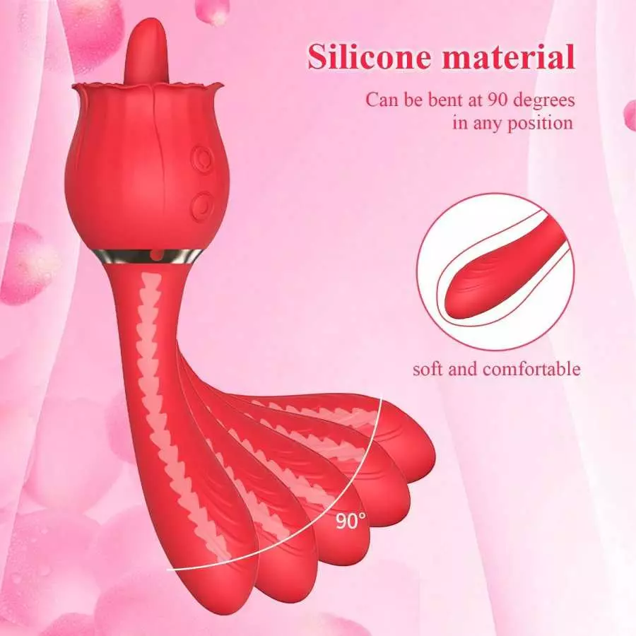 Rose Vibrator Sex Toys for Women Tongue Licking Clitoral Stimulator with 10 Modes & 20 Powerful Vibration G Spot Dildo Vibrators
