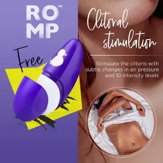 ROMP Free Clitoral Sucking Toy - Clit Stimulator with Travel Cover - Waterproof Clitoral Sucker Vibrator with 10 Intesity Levels ROMP Free Clitoral Sucking Toy - Clit Stimulator with Travel Cover - Waterproof Clitoral Sucker Vibrator with 10 Intesity Levels
