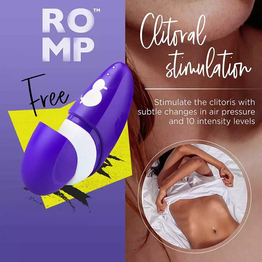 ROMP Free Clitoral Sucking Toy - Clit Stimulator with Travel Cover - Waterproof Clitoral Sucker Vibrator with 10 Intesity Levels