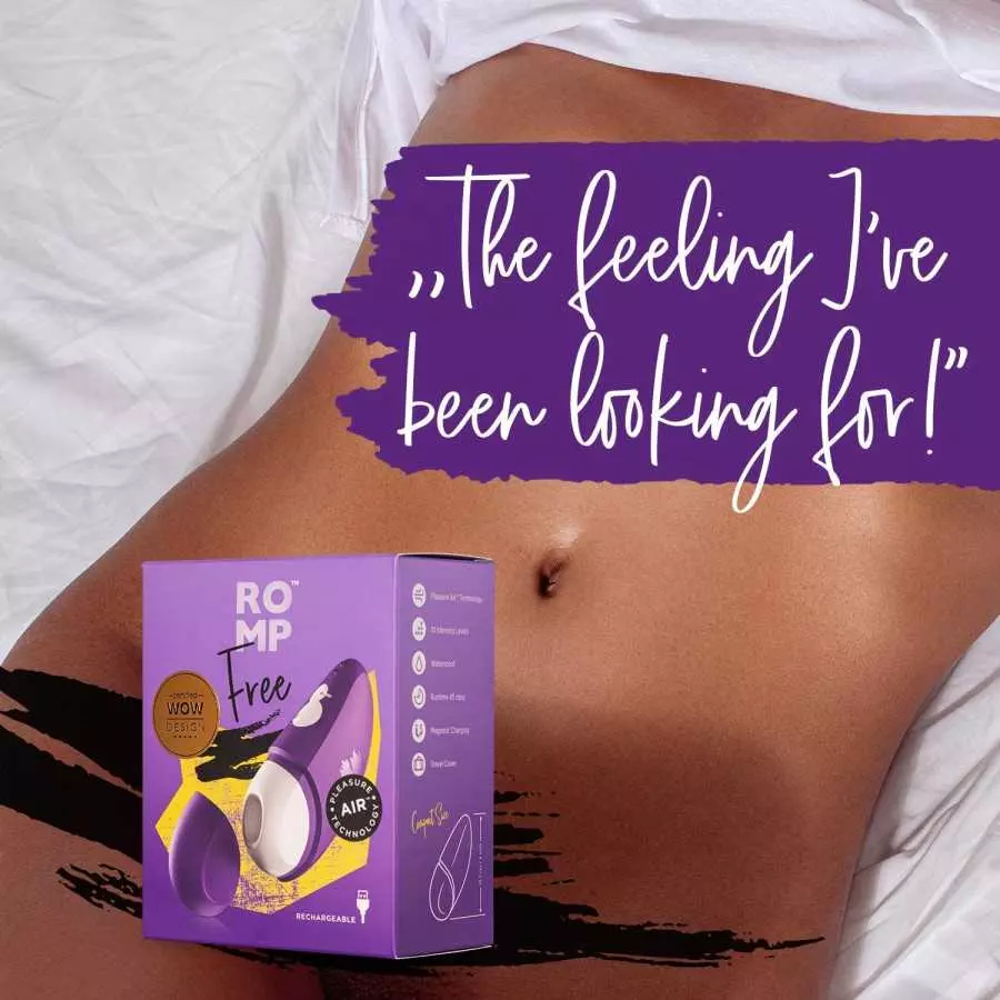 ROMP Free Clitoral Sucking Toy - Clit Stimulator with Travel Cover - Waterproof Clitoral Sucker Vibrator with 10 Intesity Levels