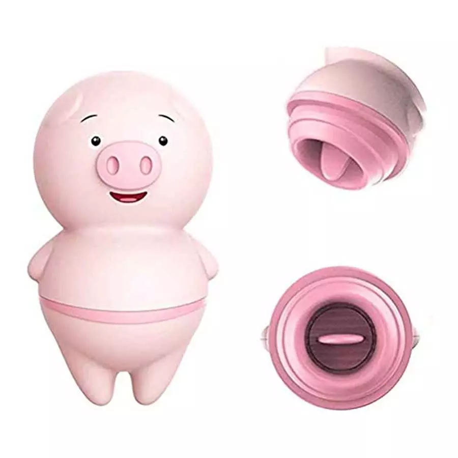 Dan&Dre Tongue Licking Vibrator for Women Clitoris and G-spot Vibrator Waterproof Clitoral Sucking Toy, Pink, Small pig