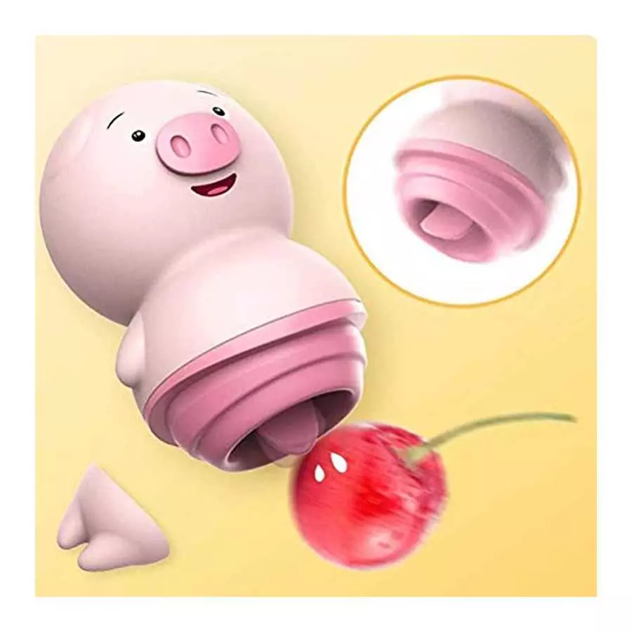 Dan&Dre Tongue Licking Vibrator for Women Clitoris and G-spot Vibrator Waterproof Clitoral Sucking Toy, Pink, Small pig