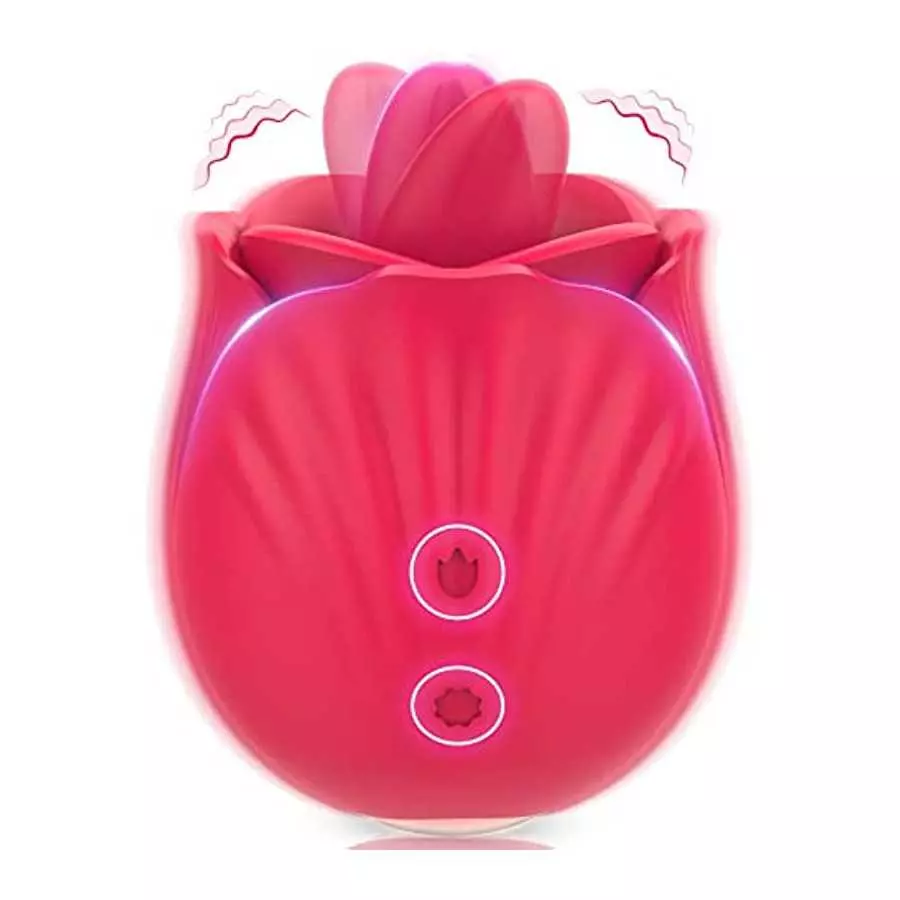 Adult Toy Rose Licking Vibrator for Women-Nipple Clitoral and Vaginal Silicone Stimulator with 9 Lick & 9 Vibration, G Spot Dild