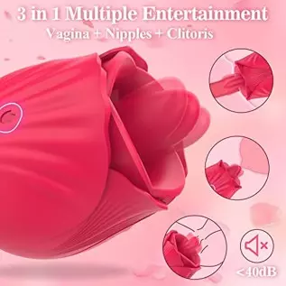 Adult Toy Rose Licking Vibrator for Women-Nipple Clitoral and Vaginal Silicone Stimulator with 9 Lick & 9 Vibration, G Spot Dild