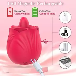 Adult Toy Rose Licking Vibrator for Women-Nipple Clitoral and Vaginal Silicone Stimulator with 9 Lick & 9 Vibration, G Spot Dild