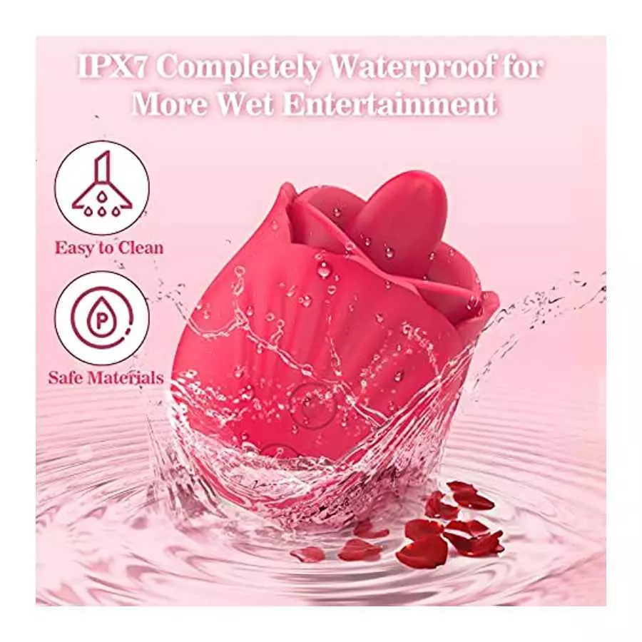 Adult Toy Rose Licking Vibrator for Women-Nipple Clitoral and Vaginal Silicone Stimulator with 9 Lick & 9 Vibration, G Spot Dild