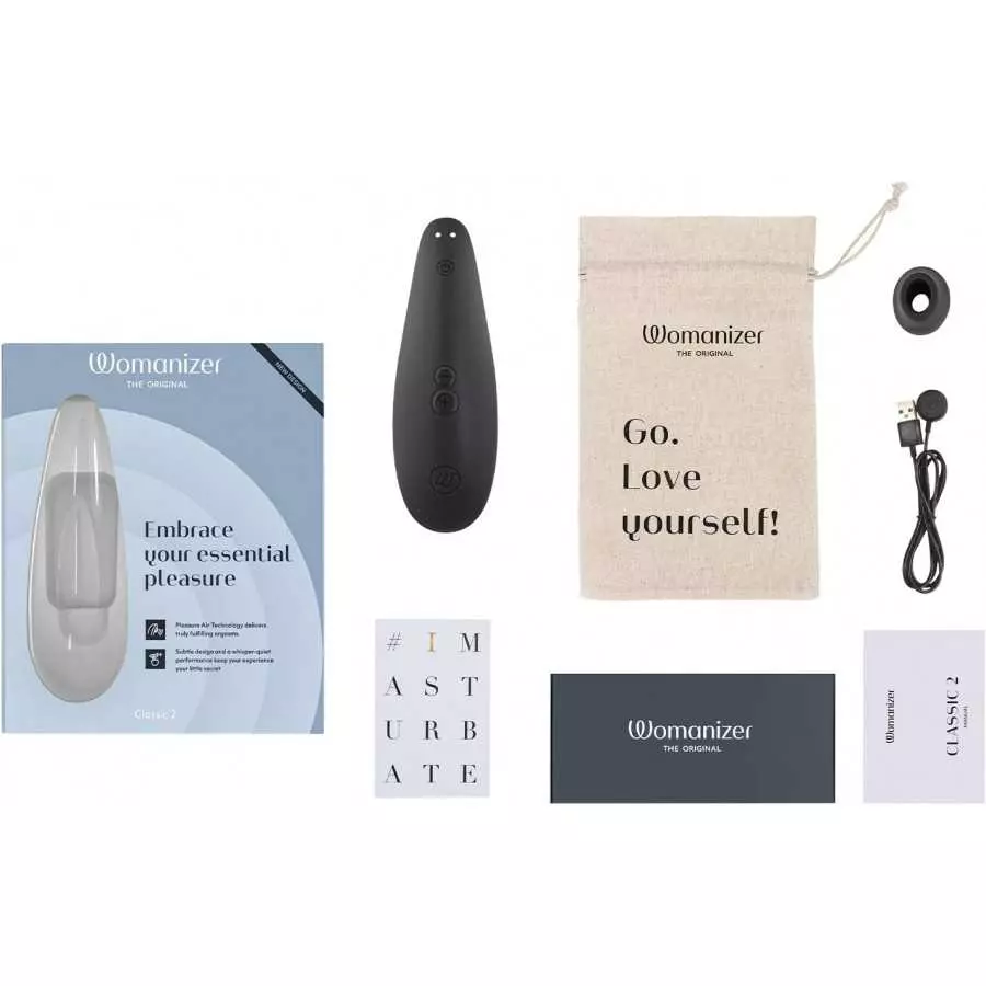 Womanizer Classic 2 Clitoral Vibrator Clit Massaging Vibrating Massager Sex Toy for Women, Black