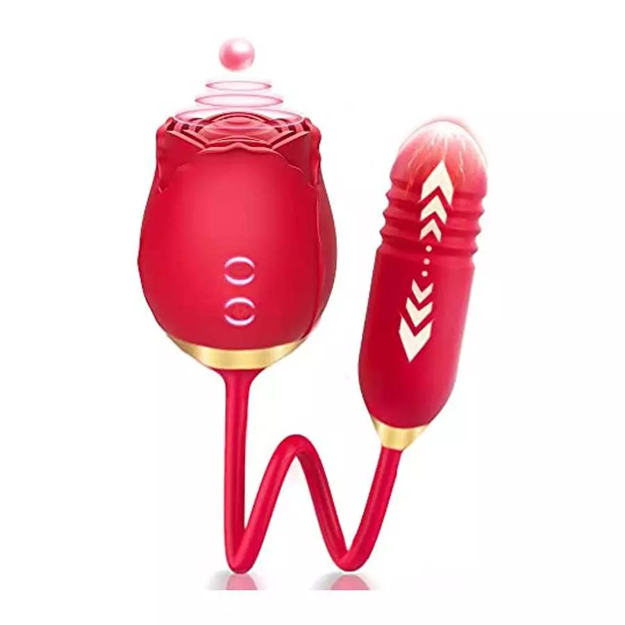 Rose Vibrator Toy for Women - 3 in 1 Rose Sex Stimulator Toy, Clitoral Stimulator Thrusting G Spot Dildo Vibrator Toy with 10 Mo Rose Vibrator Toy for Women - 3 in 1 Rose Sex Stimulator Toy, Clitoral Stimulator Thrusting G Spot Dildo Vibrator Toy with 10 Mo