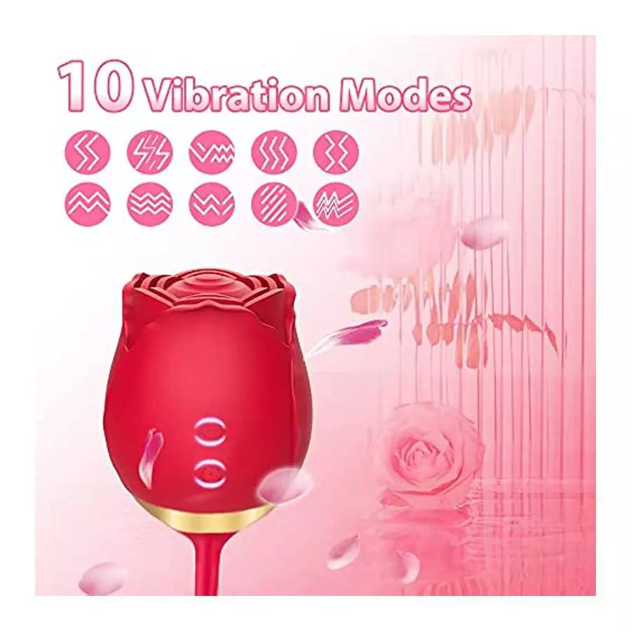 Rose Vibrator Toy for Women - 3 in 1 Rose Sex Stimulator Toy, Clitoral Stimulator Thrusting G Spot Dildo Vibrator Toy with 10 Mo