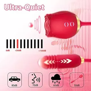 Rose Vibrator Toy for Women - 3 in 1 Rose Sex Stimulator Toy, Clitoral Stimulator Thrusting G Spot Dildo Vibrator Toy with 10 Mo Rose Vibrator Toy for Women - 3 in 1 Rose Sex Stimulator Toy, Clitoral Stimulator Thrusting G Spot Dildo Vibrator Toy with 10 Mo