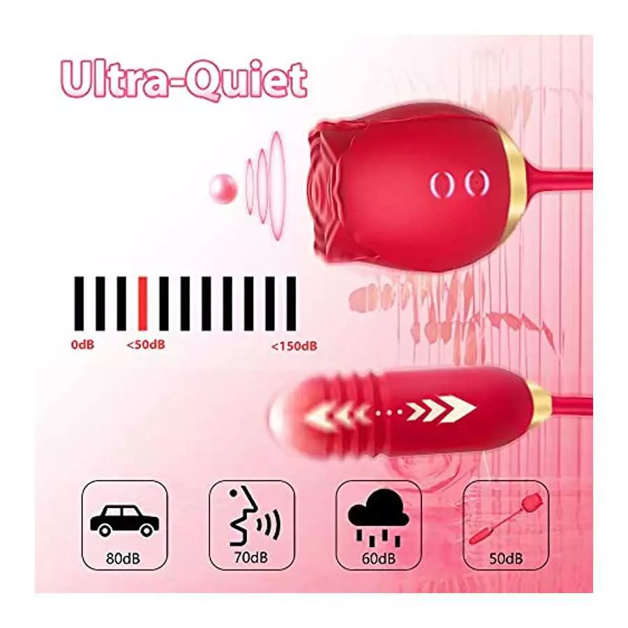 Rose Vibrator Toy for Women - 3 in 1 Rose Sex Stimulator Toy, Clitoral Stimulator Thrusting G Spot Dildo Vibrator Toy with 10 Mo