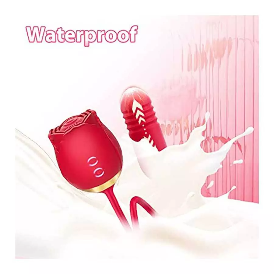 Rose Vibrator Toy for Women - 3 in 1 Rose Sex Stimulator Toy, Clitoral Stimulator Thrusting G Spot Dildo Vibrator Toy with 10 Mo
