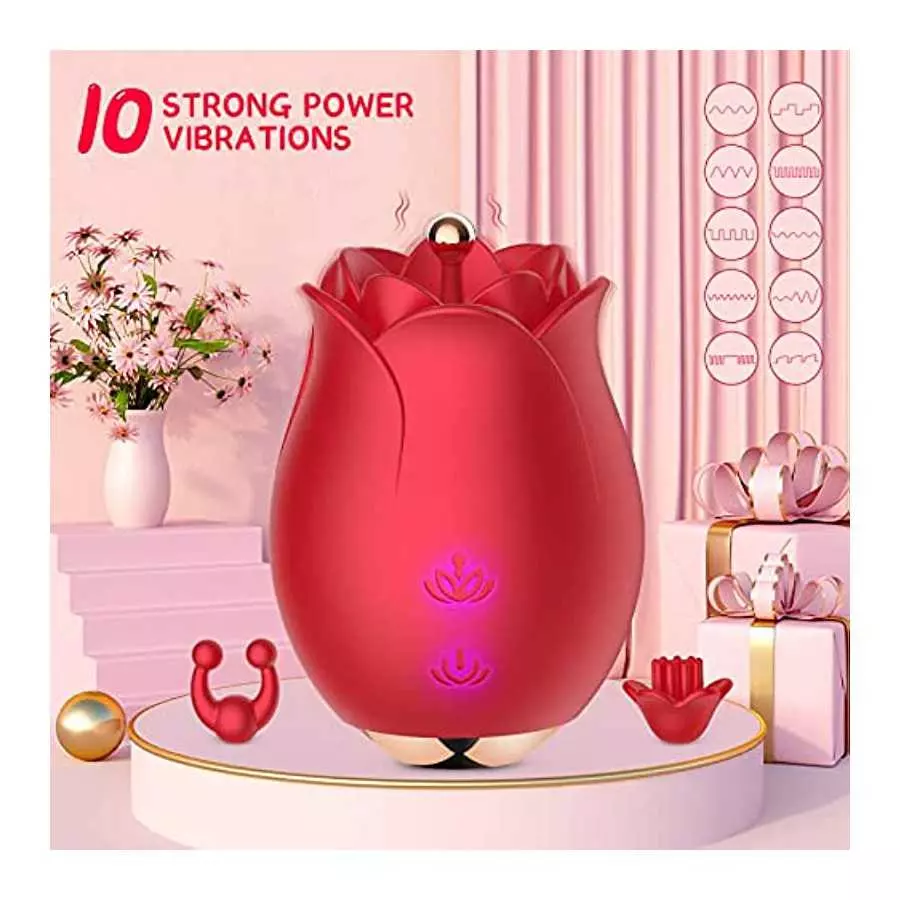 Sex Toy Vibrator Rose Vibrator for Women - MOMONII G Spot Dildo Vibrators with 10 Modes + High-Frequency Clitoral Clit Vibrating