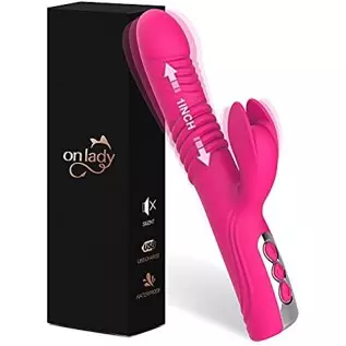 Thrusting Dildo G Spot Rabbit Vibrator, Sex Toys Bunny Ears for Clitoris G-spot, Realistic Dildo Anal Vibrator with Vibrations A