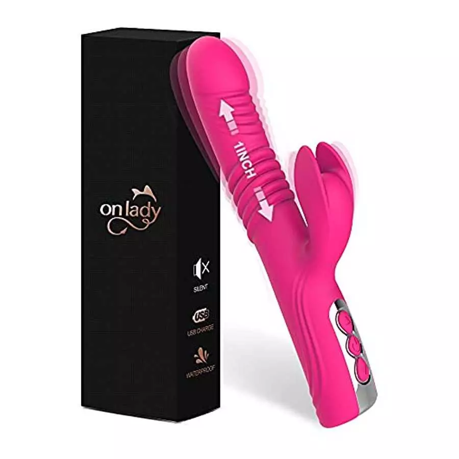 Thrusting Dildo G Spot Rabbit Vibrator, Sex Toys Bunny Ears for Clitoris G-spot, Realistic Dildo Anal Vibrator with Vibrations A