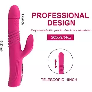 Thrusting Dildo G Spot Rabbit Vibrator, Sex Toys Bunny Ears for Clitoris G-spot, Realistic Dildo Anal Vibrator with Vibrations A
