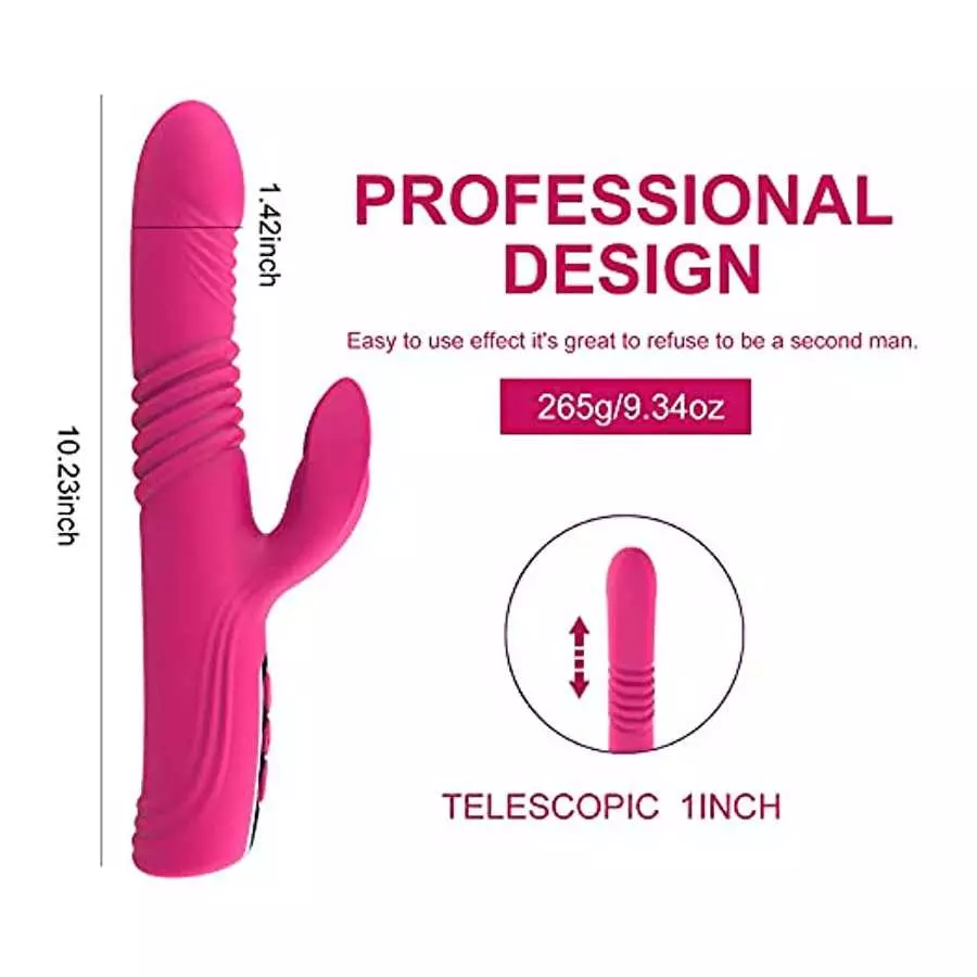 Thrusting Dildo G Spot Rabbit Vibrator, Sex Toys Bunny Ears for Clitoris G-spot, Realistic Dildo Anal Vibrator with Vibrations A