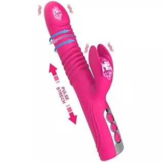 Thrusting Dildo G Spot Rabbit Vibrator, Sex Toys Bunny Ears for Clitoris G-spot, Realistic Dildo Anal Vibrator with Vibrations A