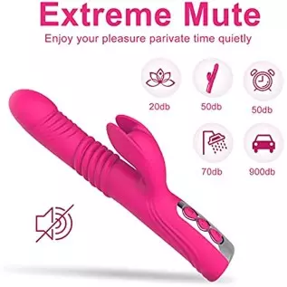 Thrusting Dildo G Spot Rabbit Vibrator, Sex Toys Bunny Ears for Clitoris G-spot, Realistic Dildo Anal Vibrator with Vibrations A