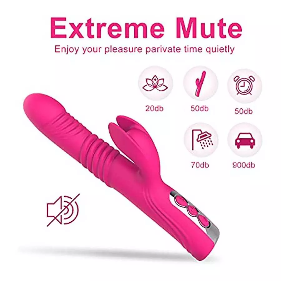 Thrusting Dildo G Spot Rabbit Vibrator, Sex Toys Bunny Ears for Clitoris G-spot, Realistic Dildo Anal Vibrator with Vibrations A