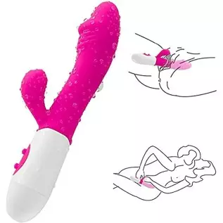 G-spot Dildo Vibrator Clitoral Stimulator, 3 in 1 Clit Tongue Dildo Vaginal Vibration Stimulator with 12 Vibration Modes Female 