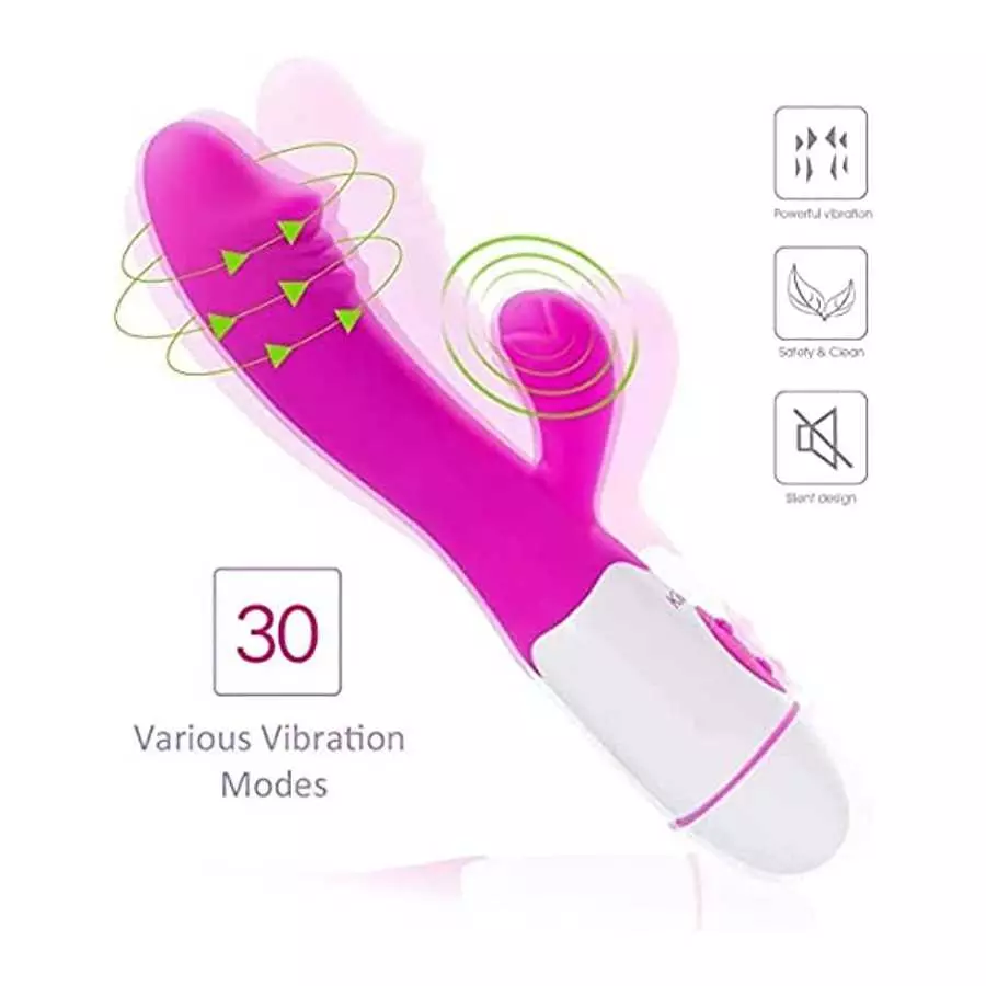 G-spot Dildo Vibrator Clitoral Stimulator, 3 in 1 Clit Tongue Dildo Vaginal Vibration Stimulator with 12 Vibration Modes Female 
