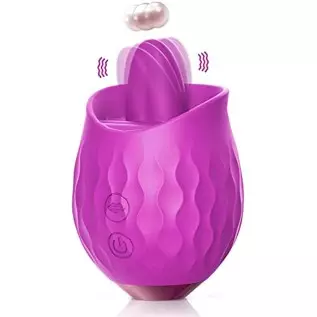 Rose Toy Vibrator for Women: Clitoral Tongue Licking Vibrator, Honnee 2 in 1 Clitoris Stimulator Nipple Massager with 10 Modes &