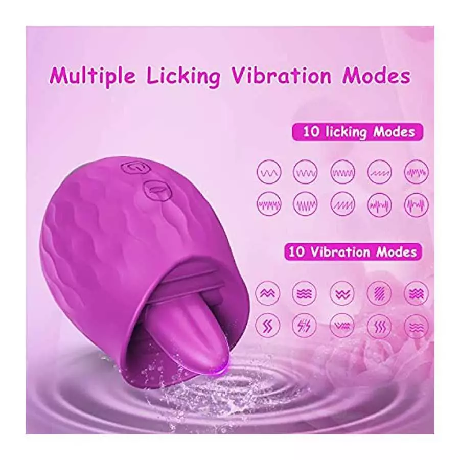 Rose Toy Vibrator for Women: Clitoral Tongue Licking Vibrator, Honnee 2 in 1 Clitoris Stimulator Nipple Massager with 10 Modes &