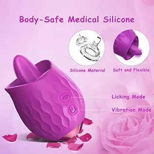 Rose Toy Vibrator for Women: Clitoral Tongue Licking Vibrator, Honnee 2 in 1 Clitoris Stimulator Nipple Massager with 10 Modes & Rose Toy Vibrator for Women: Clitoral Tongue Licking Vibrator, Honnee 2 in 1 Clitoris Stimulator Nipple Massager with 10 Modes &
