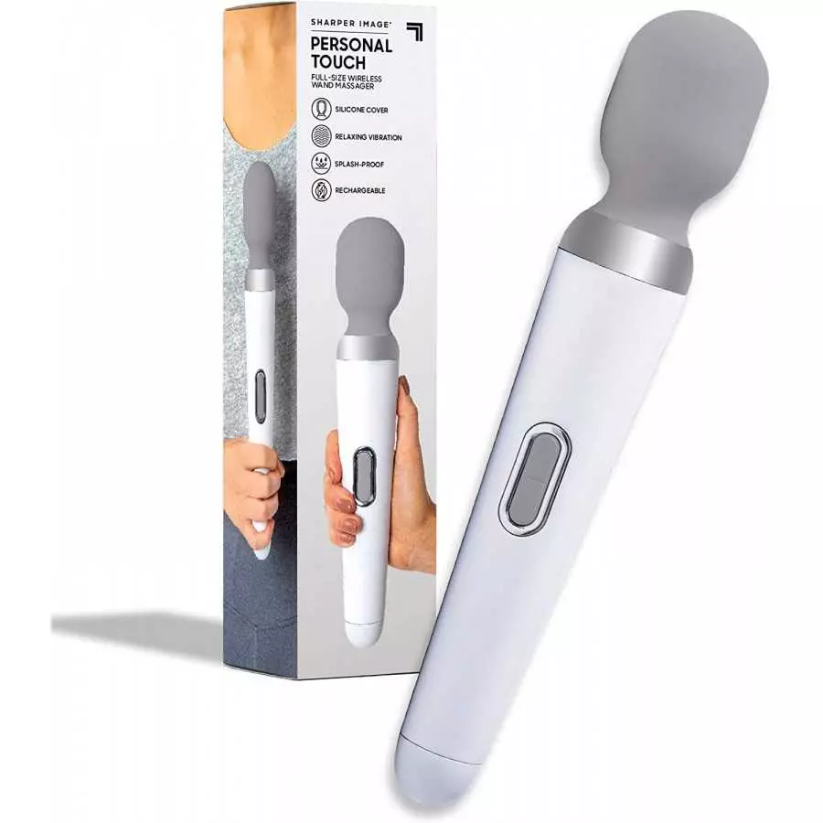 SHARPER IMAGE Personal Touch Go Compact Massager Wand, Wireless Vibrating Massager for Neck & Shoulders, Sports Recover Relaxing SHARPER IMAGE Personal Touch Go Compact Massager Wand, Wireless Vibrating Massager for Neck & Shoulders, Sports Recover Relaxing