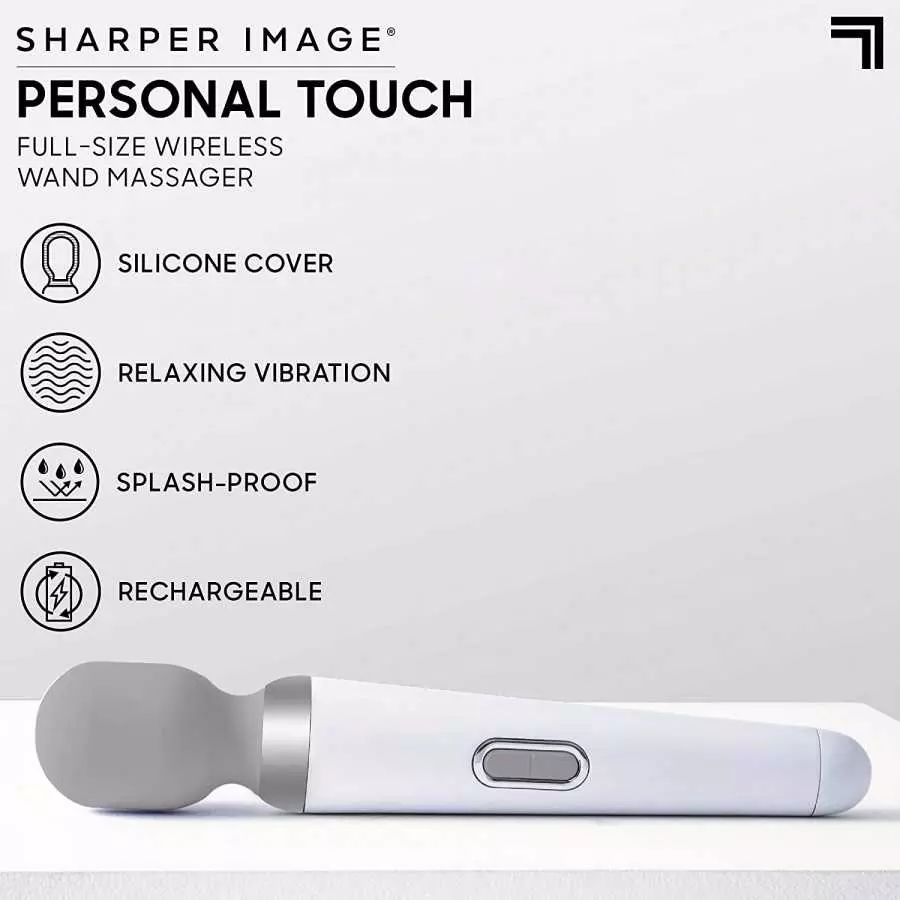SHARPER IMAGE Personal Touch Go Compact Massager Wand, Wireless Vibrating Massager for Neck & Shoulders, Sports Recover Relaxing