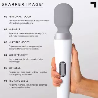SHARPER IMAGE Personal Touch Go Compact Massager Wand, Wireless Vibrating Massager for Neck & Shoulders, Sports Recover Relaxing SHARPER IMAGE Personal Touch Go Compact Massager Wand, Wireless Vibrating Massager for Neck & Shoulders, Sports Recover Relaxing