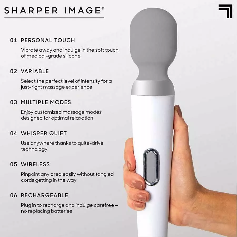 SHARPER IMAGE Personal Touch Go Compact Massager Wand, Wireless Vibrating Massager for Neck & Shoulders, Sports Recover Relaxing