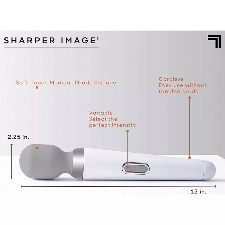 SHARPER IMAGE Personal Touch Go Compact Massager Wand, Wireless Vibrating Massager for Neck & Shoulders, Sports Recover Relaxing