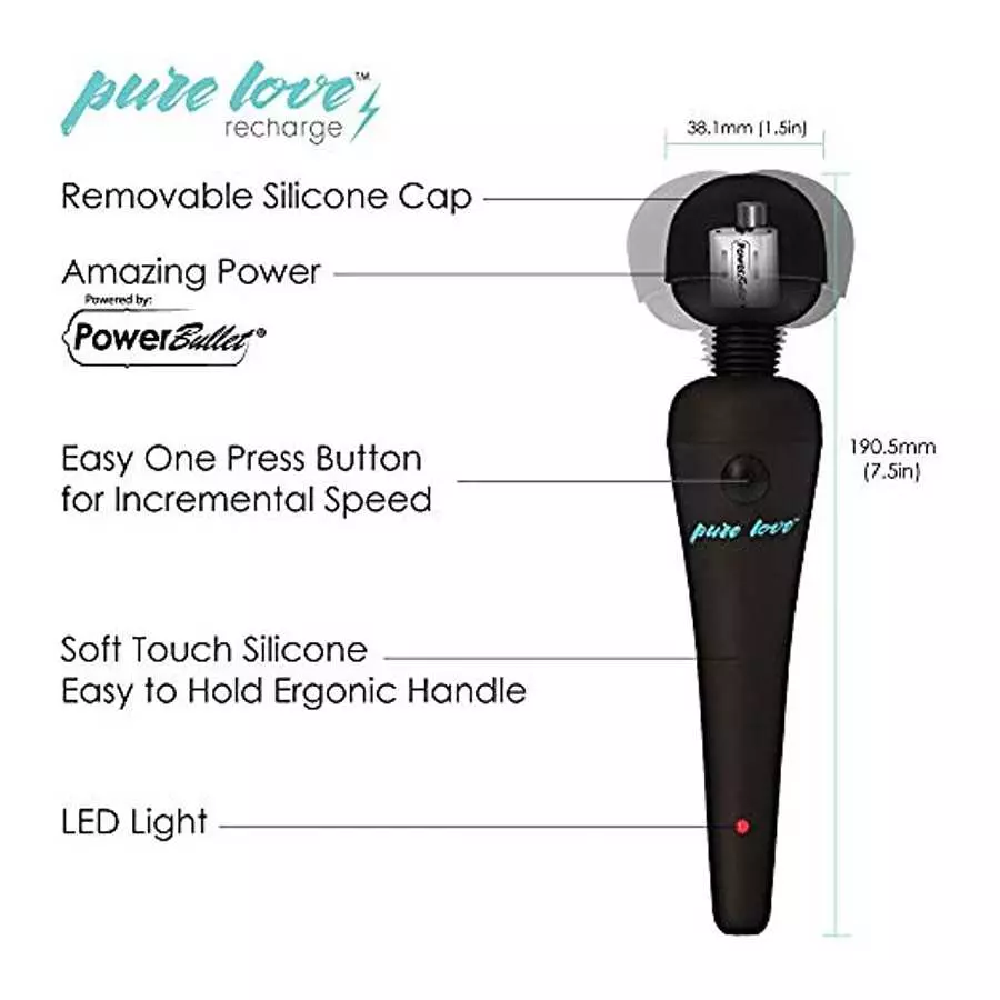 pure love Massage Wand, Personal Vibrator, Full Body Massager, Rechargeable & Waterproof, Handheld, Cordless, Powerful PowerBull