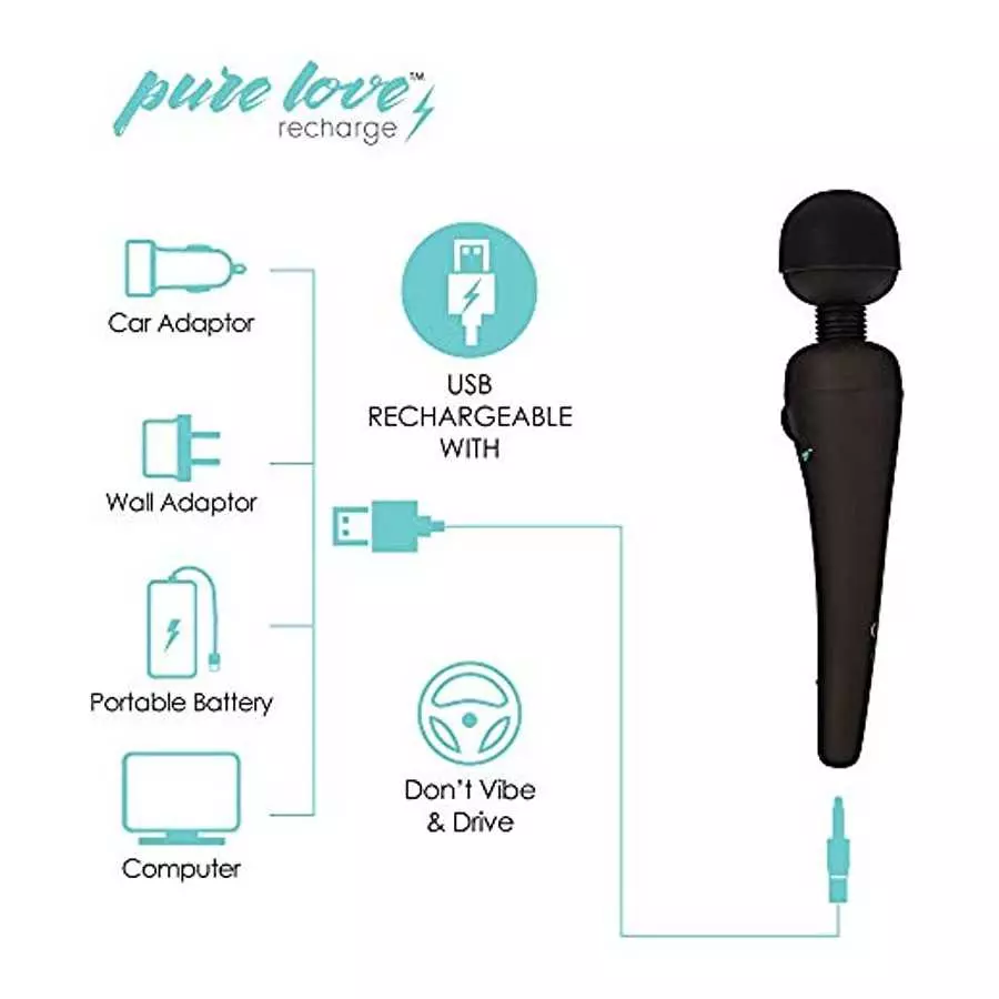 pure love Massage Wand, Personal Vibrator, Full Body Massager, Rechargeable & Waterproof, Handheld, Cordless, Powerful PowerBull